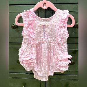 Smocked Auctions Pink Searsucker bubble